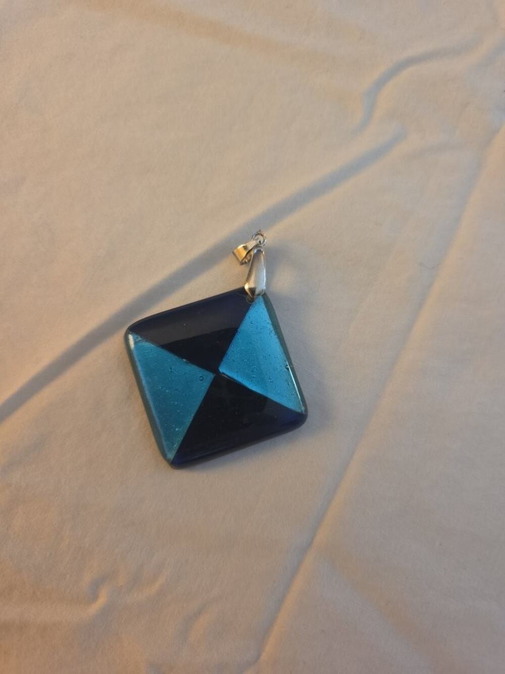 Vintage Glass? Resin? Pendant with Geometric Design 18kt Gp